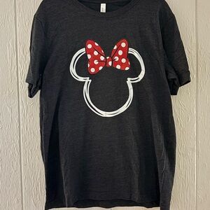 Black Graphic T-Shirt with Red Bow